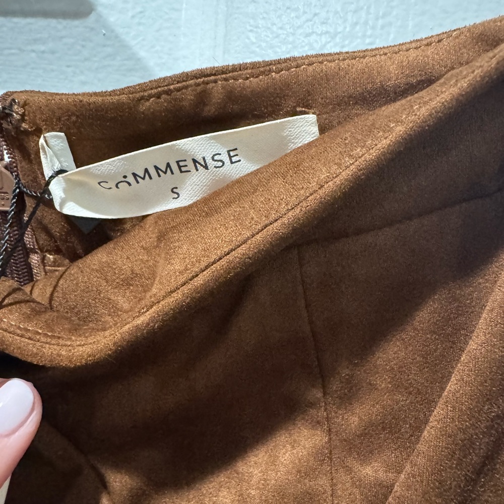 Commense Chocolate Brown High-Low Wrap Skirt with Waist Tie - Picture 2 of 2